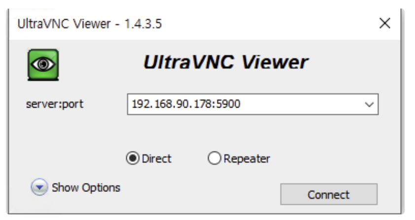 VNC Viewer 연결 화면
