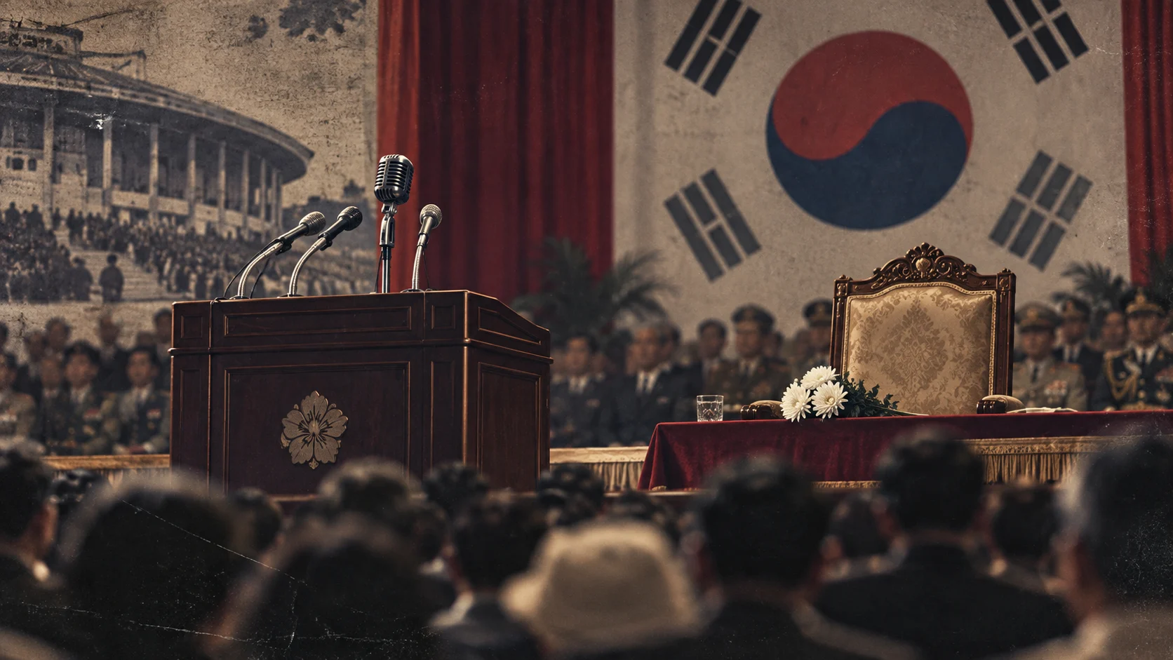 1974년 8·15 저격 사건을 상징하는 경축식장 연단과 빈 의전석